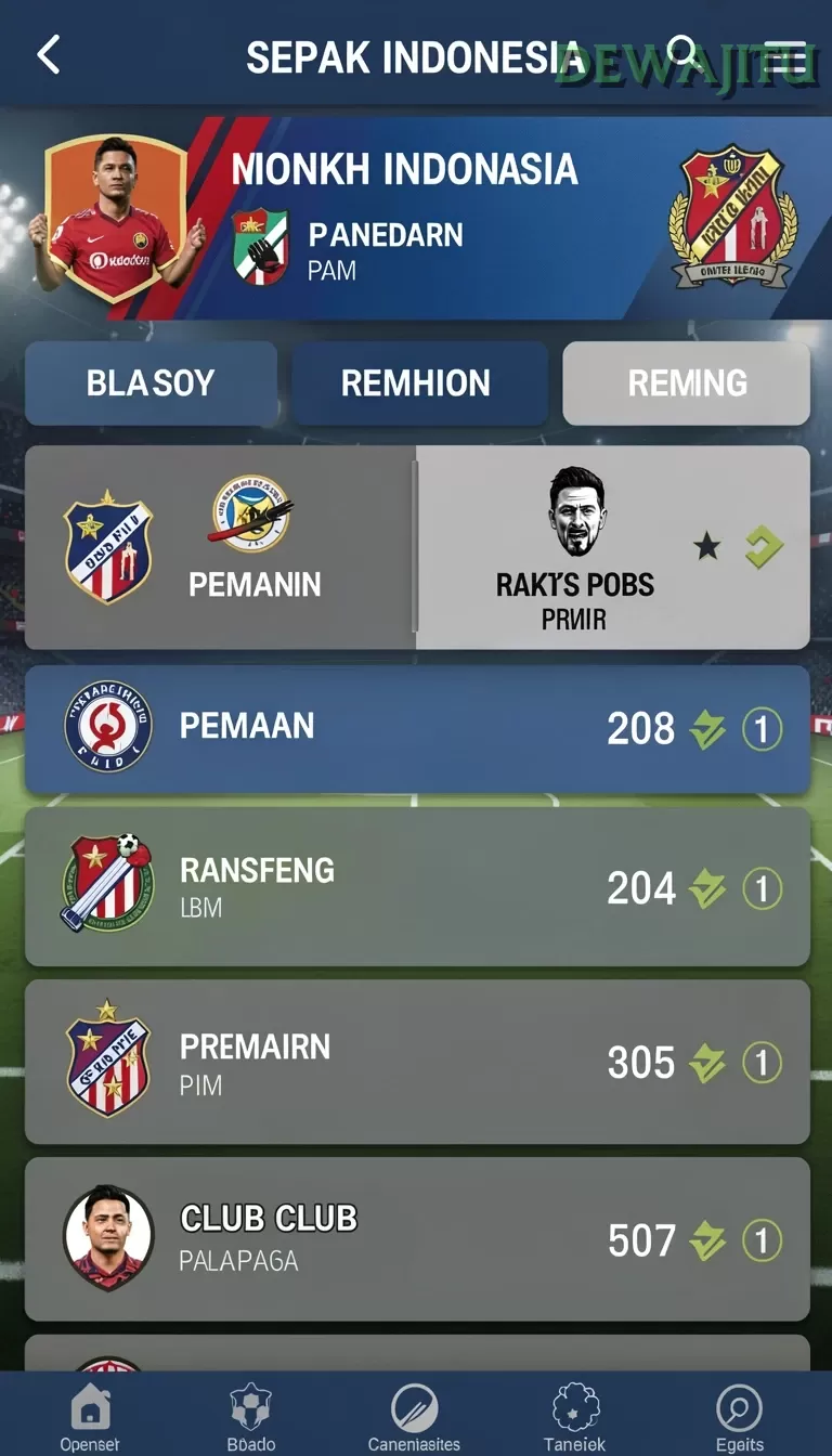 Cuplikan layar DEWANAGA77 — menu navigasi